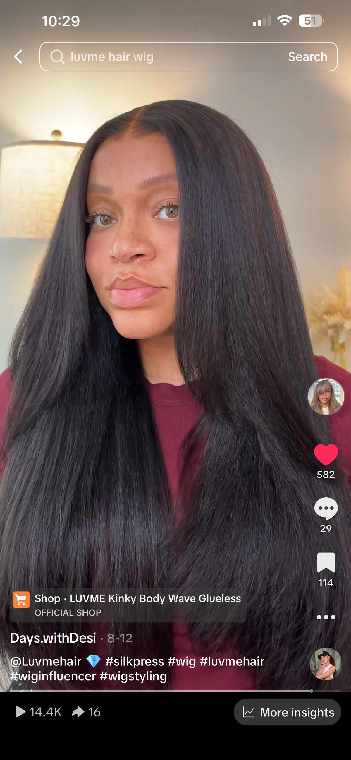 Luv me hair 7x6 HD 24” closure unit (kinky straight 250% density)