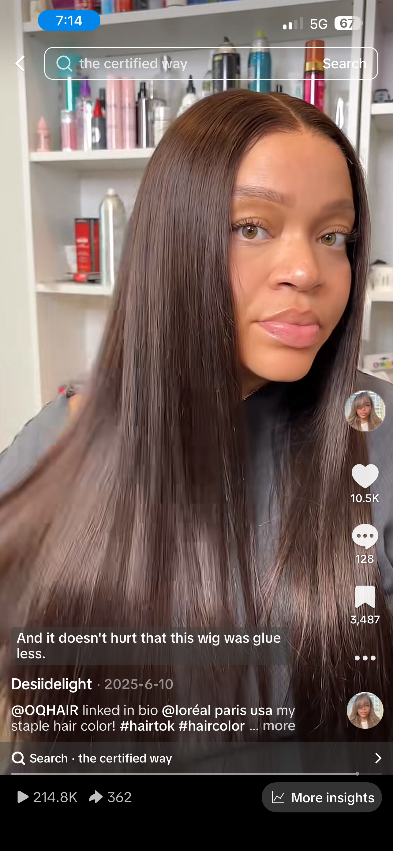 OQ hair HD closure unit custom colored 24”