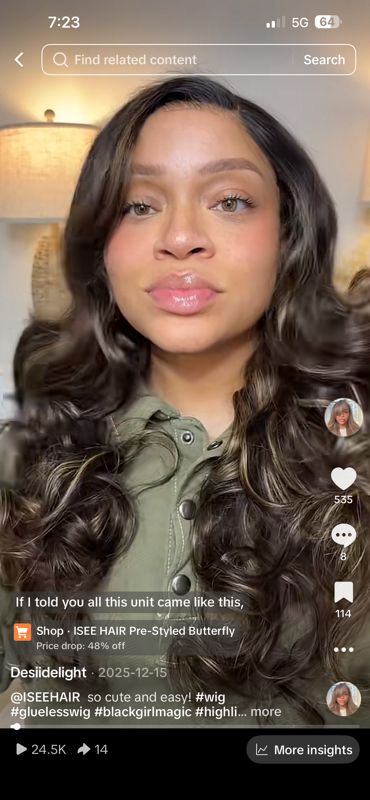 Isee hair HD Pre-Cut 7x5 lace closure unit   26”